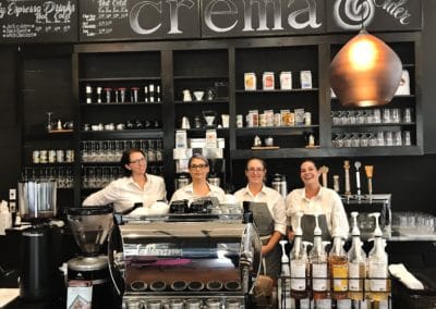 Our staff behind the coffee and wine bar at Crema & Vine, Danville, Virginia.