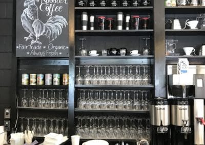 The coffee and wine bar at Crema & Vine offers a great selection of local coffee and exquisite wine.